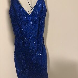 B. Smart Royal Blue Sequin Mini Dress